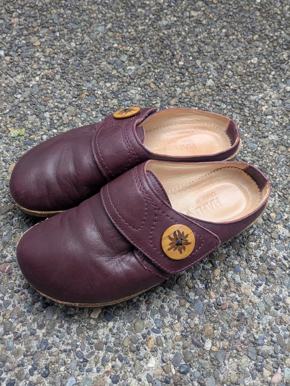 Haflinger Purple Leather Charlotte Leather Clogs